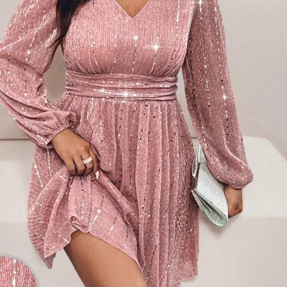 Elegant Pink Sequin Dress